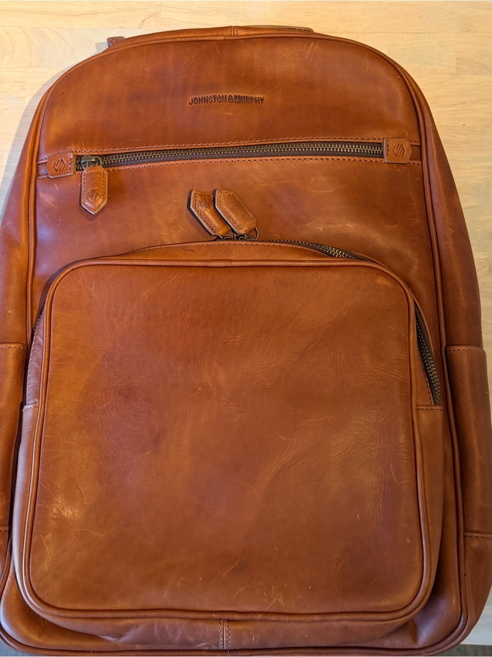 Johnston & Murphy Genuine Brown Leather Backpack